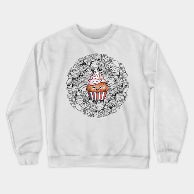 Cupcake Doodle Crewneck Sweatshirt by salihgonenli